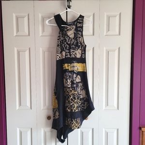 Desigual Tshirt graphic print Dress size M black, gold and gray
